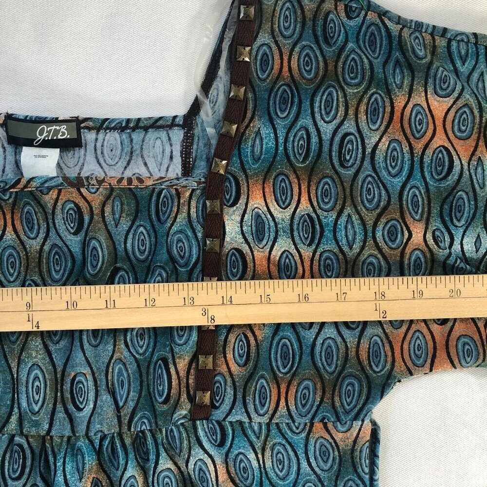 Vintage JTB Y2K Top Medium Babydoll Empire Waist Abstract Paisley Studs Boho NWT - Picture 10 of 12